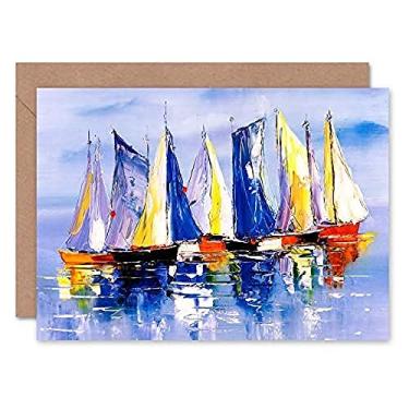 Imagem de Wee Blue Coo Cartão comemorativo Barcos navegando no mar com envelope dentro de qualidade premium