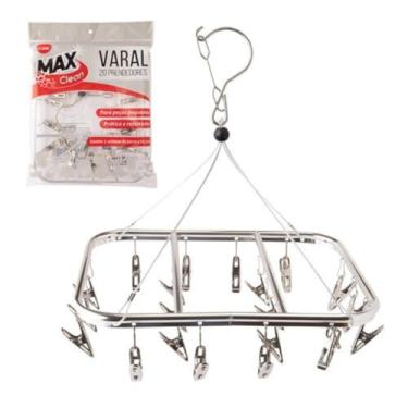 Imagem de Varal Suspenso Aluminío Com 20 Ou 24 Prendedores Para Roupas Intimas Calcinha Cueca Meia (20 Prendedores Alumínio 31x25,5cm)