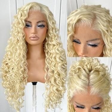 Imagem de MITIMES Peruca Cacheada 13X6 613 Sem Cola Hd Lace Front Wigs Pré-Depilada Loira Sintética Longa Onda Profunda Para Cosplay E Festa
