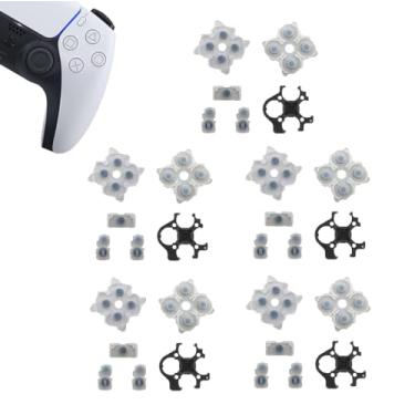 Imagem de MYPUQIAO 5 Conjuntos De Almofadas Borracha Condutivas Silicone Para Substituição Peças Controle Playstation Ps5 Bdm-020 Dualsense L1 R1 L2 R2, Kit Ferramentas Troca Botões E Teclado Adesivo (2.0)