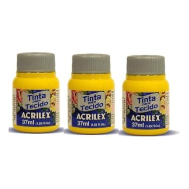 Imagem de Tinta Para Tecido Fosca Acrilex 37ml 3 Unidades Artesanato Fixação Frio Alta Cobertura – Fixação a Frio e Alta Cobertura Com Acabamento Fosco, Este Kit É A Escolha Perfeita Para Quem Busca Qualidade (Amarelo Ouro 505)