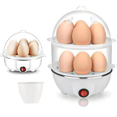 Imagem de Hilika Cozedor de Ovos Eletrico, Máquina de Cozinhar Ovos Elétrica de Grande Capacidade, Cozidor de Ovos Elétrico Multicamadas, Pode Proteger Contra 14 Ovos, 110V
