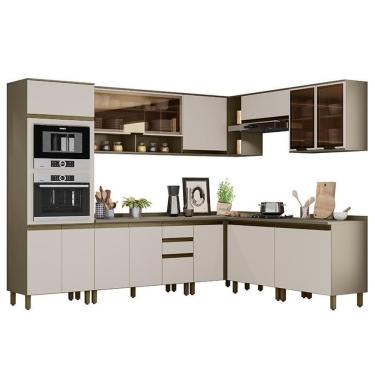 Imagem de Cozinha Completa De Canto 9 Peças Connect Duna-cristal Com Torre Quente E Aéreo Vidro - Móveis Henn Duna-cristal