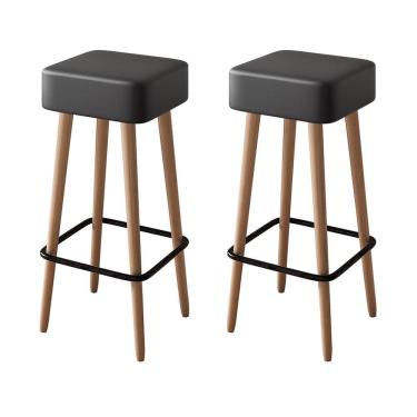 Imagem de Kit 2 Banquetas Dubai 70cm Couríssimo Preto - Salaone Preto