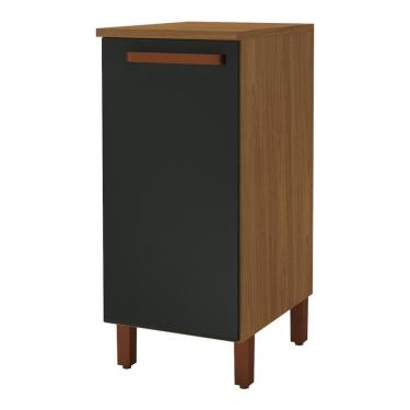 Imagem de Balcão De Cozinha Monza 40cm Freijó-chumbo Com Tampo Mdf - Indékes Freijó-chumbo