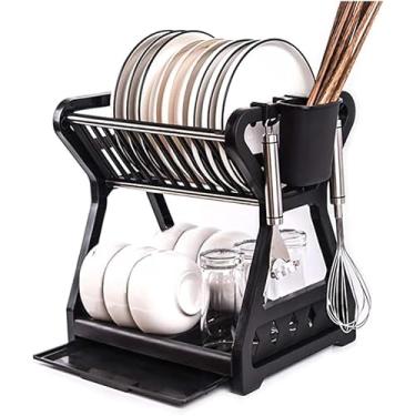 Imagem de Escorredor De Louça Cozinha Pratos E Talheres Plastico (Preto/Versão atualizada)