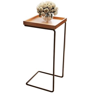 Imagem de Mesa Apoio Lateral Para Sofá Pé Café LarFlex Cor:castanho