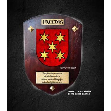 Imagem de Brasao da família Freitas na madeira tamanho 31cmx41cm - @meu.brasao