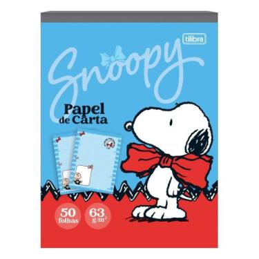 Imagem de Papel de Carta Caderno Colado Snoopy 50 Folhas Decoradas 63g/m² Tilibr