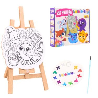 Imagem de Kit Pintura Cavalete Telas e Tinta Guache Bolofofos - Fun