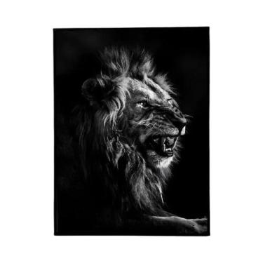 Imagem de Preto Branco Rei Leão Animal Cartaz Auto-adesivo À Prova Dwaterproof Á