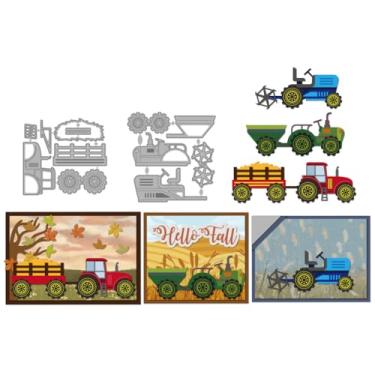 Imagem de MAYJOYDIY Cortes de metal para trator de colheita, matrizes de corte de trigo, estêncil, colheitadeira de fazendeiro, gravação em relevo, para scrapbook, artesanato, cartões, decoração de presente