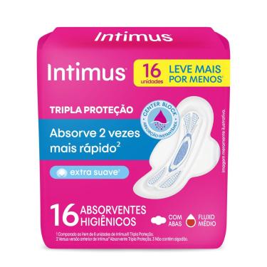 Imagem de Absorvente Externo Intimus Tripla Proteção Suave Com Abas 16 Unidades