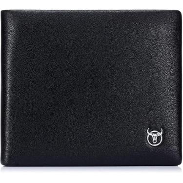 Imagem de Carteira Masculina Bifold Carteira De Couro Genuíno Segurança Anti-roubo Rfid Bloqueio Minimalista Slim Compacto Vintage Bolso Bolsa Porta-cartões De Grande Capacidade Com 7 Slots, Black
