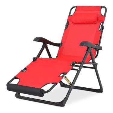Imagem de Athena Collection Poltrona reclinável de área externa Zero Gravity, 68,5 cm de largura, cadeiras reclináveis de piscina com apoio de braço curvo para os pés, espreguiçadeira externa para praia, pátio