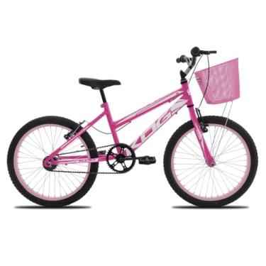 Imagem de Bicicleta Aro 20 Infantil Feminina KOG – Quadro Aço Carbono e Freio V‑Brake – Saúde, Lazer e Segurança,Pink Branco