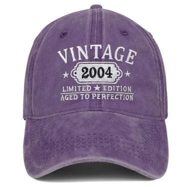 Imagem de Presentes de aniversário para homens e mulheres, presentes personalizados de 21/30/40/50/60... Presentes de aniversário de 90 anos, chapéu de beisebol vintage, 01. roxo, tamanho �nico