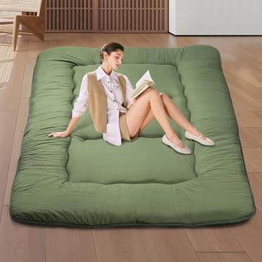 Imagem de Colchão de chão japonês, tapete de tatame de espuma viscoelástica dobrável fácil de armazenar e portátil, colchão futon adequado para acampamento e quarto de hóspedes (verde, completo (203 cm x 119 cm