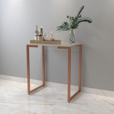 Imagem de Aparador Industrial 68cm x 45cm x 90cm Pés Cobre - Off-White - RDS