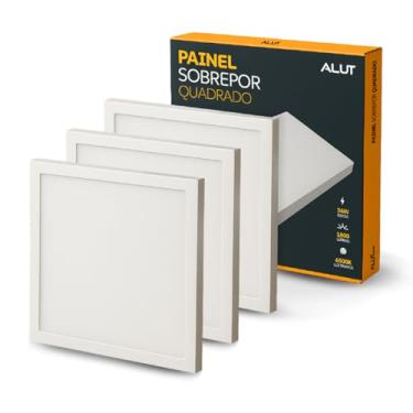 Imagem de Kit 3 Unidades ALUT Painel LED de Sobrepor Quadrado, 36W Plafon 6500K Branco Frio, Luminária Bivolt de Instalação Rápida