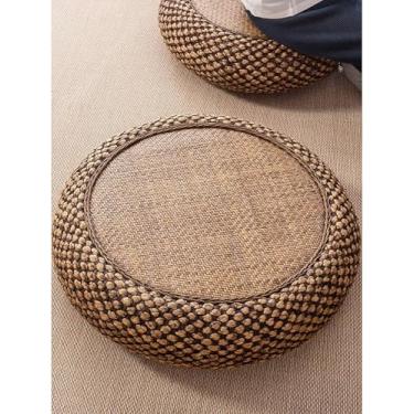 Imagem de Almofada De Assento Natural Japonesa, Almofada De Tapete De Palha Tecida Tatami Para Chão Sala De Estar Janela De Aço, Almofada De Assento Redonda-bronze, Primary Color, Diameter:40cm(16inch)