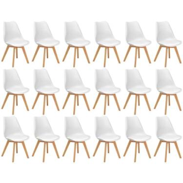 Imagem de Conjunto 18 Cadeiras de Jantar Eames Wood Leda Design Estofada - Branco