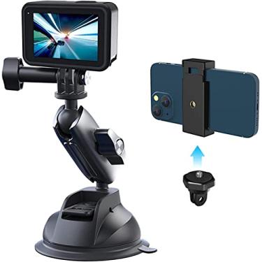 Imagem de TELESIN Suporte de ventosa de liga de alumínio para Gopro Hero, Gopro Max, DJI OSMO Action, Bolso OSMO, Insta360 ONE X, ONE R, ONE, celular