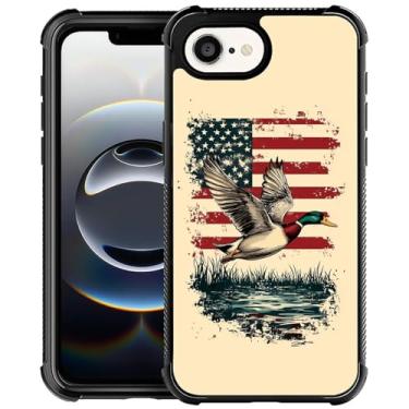Imagem de WANKBLC Capa para iPhone 16e, proteção à prova de choque para homens mulheres antiderrapante para iPhone 16e bandeira americana Mallard Duck Lake Crazy Pattern