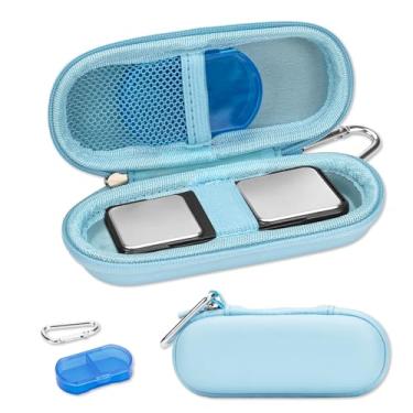 Imagem de Kardiamobile Capa para monitor cardíaco móvel Kardia 1L e Kardiamobile 6L, caixa de viagem rígida para dispositivo móvel cardiovascular, caixa de comprimidos e mosquetão incluídos - azul