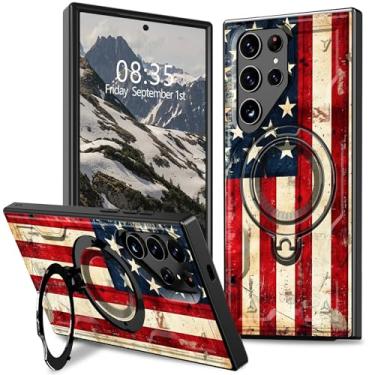 Imagem de BFDHGQZC Capa para Samsung Galaxy S25 Ultra com suporte para Samsung S25 Ultra, capa protetora híbrida de camada dupla robusta fina à prova de choque, bandeira