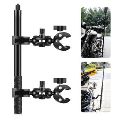 Imagem de PULUZ Suporte de braçadeira dupla para guidão de motocicleta com bastão de selfie invisível de 150 cm para câmera de ação insta360 X4/X3/X2/XONE/GO2/3