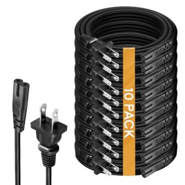 Imagem de (10 Pack) AC Power Cord for TV, 1-ft Short- Compatible with LG Samsung Sony Insignia TCL Roku Toshiba Hisense HDTV, PS4 PS5 PS3, Replacement 2 Prong Power Cable (1-Feet, 10-Pack)
