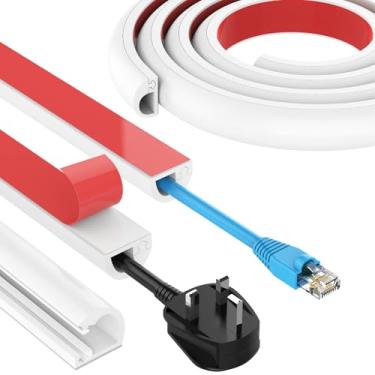 Imagem de Escondedor de cabo de parede de 196 polegadas, capa de cabo de silicone autoadesivo, capas de fio flexíveis para cabos, corretivo de cabos para fios L0,149 cm A 2,99 cm, branco