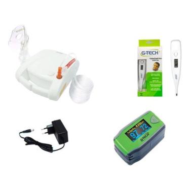 Imagem de Kit Oximetro Infantil De Dedo + Inalador e Nebulizador + Termometro Di