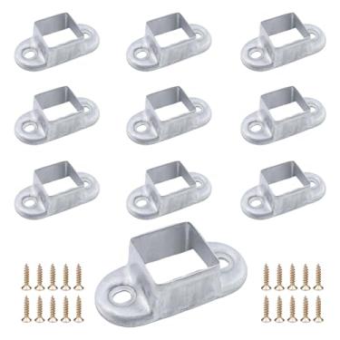 Imagem de Tsnamay 10 peças de ferro galvanizado com base de poste de flange de 3,3 cm, acessórios de bloco de fixação de balaustrada, conectores de guarda de escada