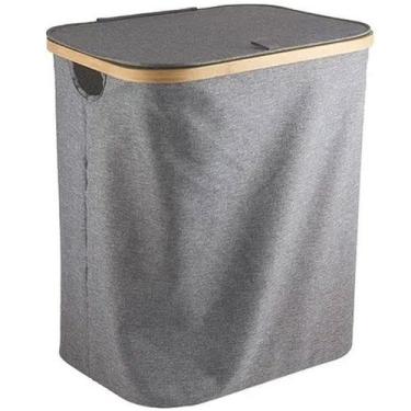Imagem de Cesto de Roupas Com Tampa em Bambu Grey - Mimo Style