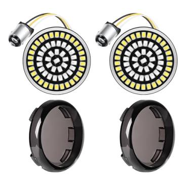 Imagem de Benlari Sinais de seta frontais de 5 cm, 60 LEDs 1157 setas com 2 capas de lente fumê adequada para Harley Touring Street Glide Road Glide Road Glide Road King Electra Glide Sportster Iron 883 Dyna