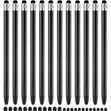 Imagem de LINFANC 12 canetas Stylus pretas para tela sensível ao toque, 2 em 1 de alta precisão e sensibilidade para iPhone/iPad/smartphones e tablets Android compatíveis com todas as telas sensíveis ao toque