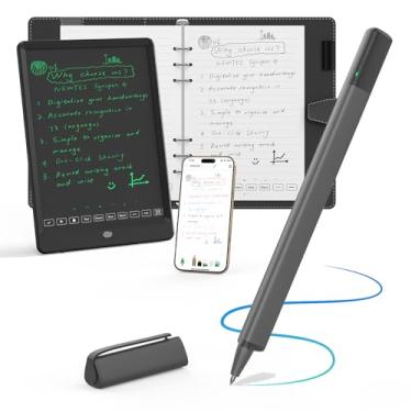 Imagem de NEWYES SyncPen Conjunto de 4 canetas inteligentes com caderno inteligente e bloco de notas, caneta de sincronização digital Bluetooth para estudantes, designers, criativos, negócios, apagável