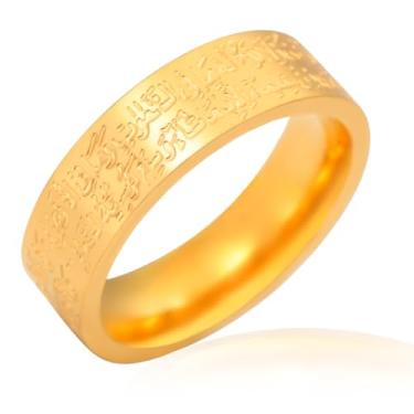 Imagem de VASSAGO Anel Islâmico Ayatul Kursi Anel Alá Muçulmano para Mulheres Homens Anéis de Caligrafia Árabe Anel Religioso Islã Eid Ramadã Presentes, Aço inoxidável, Sem pedra preciosa