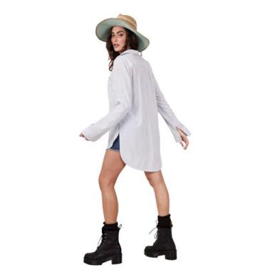 Imagem de Chemise Amplo Azul Listrado Yacamim M6, M, Azul, Branco