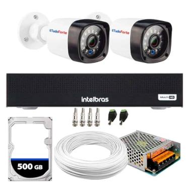Imagem de Kit 2 Câmeras TF1220 Bullet Full HD 1080p Visão Noturna 20M Proteção IP66 + DVR Gravador Intelbras MHDX 3004 4 Canais + HD 500GB