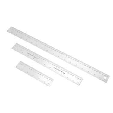 Imagem de Pssopp Réguas de Traseiro de Cortiça Em Aço Inoxidável Com Orifício Suspenso para Medições Precisas, Régua de Metal 3pcs Definida para Artistas e Engenheiros