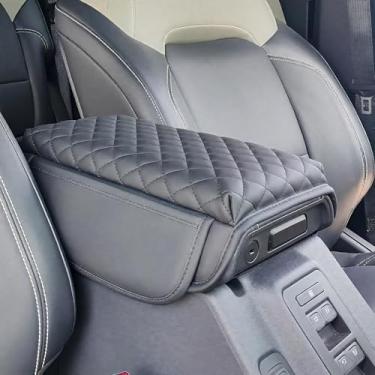 Imagem de Capa de apoio de braço para console central DS compatível com Ford Bronco 2021-2025 almofada de console central com 2 bolsos de armazenamento, protetor de tampa de descanso de braço de couro PU