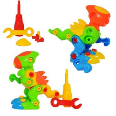 Imagem de Brinquedo Didático Educativo Dino Rex de Montar com Chave Kit C/2 - OM
