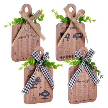 Imagem de PH PandaHall 4 Peças De Placas Cozinha Fazenda, Conversões Rústicas, Tabela Conversão Madeira, Decoração Parede, Penduradas, Tábua Comer Para Mesa Casa