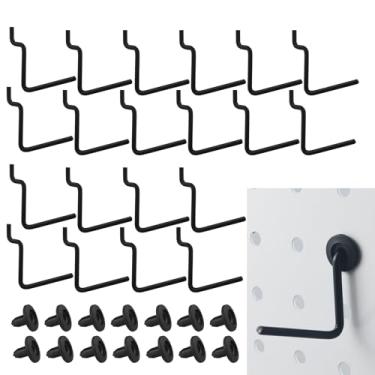 Imagem de Acessórios de ganchos para quadro de pegboard - 20 conjuntos de suportes de alicate tipo L servem para quadros de 1/4 - ganchos pequenos de metal resistentes, organizadores de ferramentas utilitárias