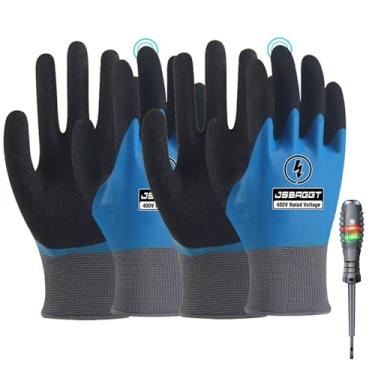 Imagem de JSBAGGT 6Pcs 400V Luvas Elétricas Isoladas Resistência À Tensão Luvas De Eletricista De Alta Tensão Retardantes De Chamas À Prova D'Água, Tela Sensível Ao Toque, Luvas Térmicas Isoladas Para Freezer