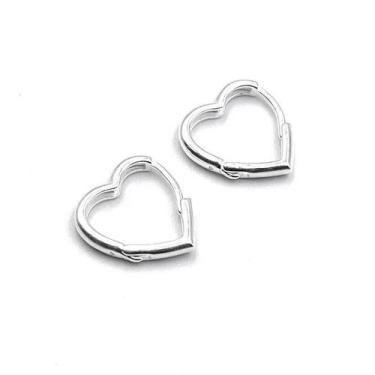 Imagem de Brinco Argola Click Coração pequeno 13mm - Prata 925 - Encantada