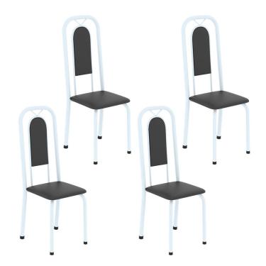 Imagem de Cadeiras para Sala de Jantar 4 Unidades Lara Preto Liso / Branco